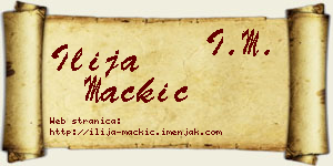 Ilija Mačkić vizit kartica